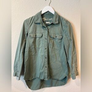 Madewell Women’s Green Cotton Tomboy Work Shirt - Small